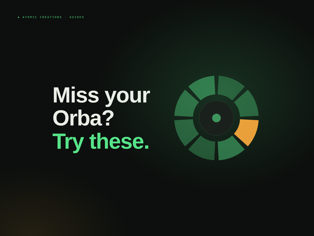 Headline Miss your Orba? Try these. above a glowing ring of eight touch pads, one lit in orange.